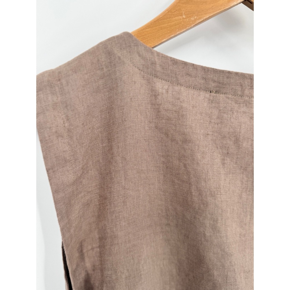 Eileen Fisher Sleeveless Button Front Top Women Est Small P Brown Organic Linen - Picture 10 of 15